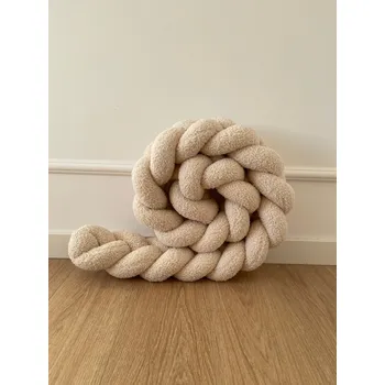 mantinel do postýlky Ochranný mantinel do postýlky - Pletený cop - Bouclé Světle Béžový 200cm