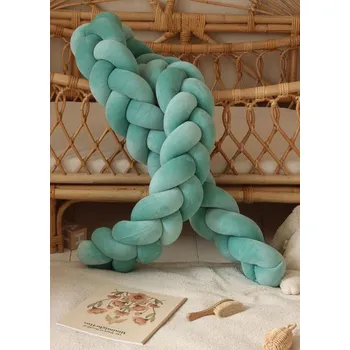 Dětsný nábytek Ochranný mantinel do postýlky - Pletený cop - Mátově zelená (120-400 cm) 300cm