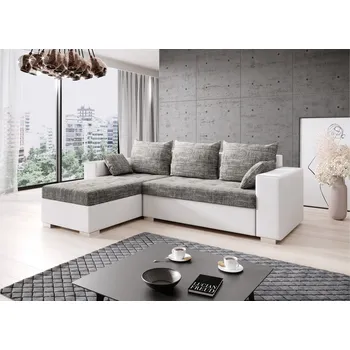Sedací souprava Rozkládací rohová sedačka LUTOS L 245x152 šedá melír / bílá