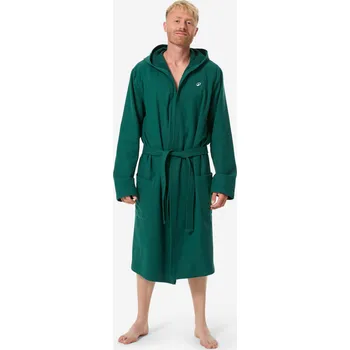 Pánský župan DECATHLON Pánský koupací župan s kapucí bavlněný skladný M ZELENÁ