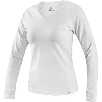 Dámské tričko MARY tričko bílé dlouhý rukáv výstřih do V dámské