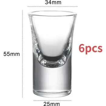 Sklenice 6 ks sklenice 15 ml panáky se zesíleným dnem 25 x 34 x 55 mm Průhledné sklo Odolné štamprle na likér tequila rum