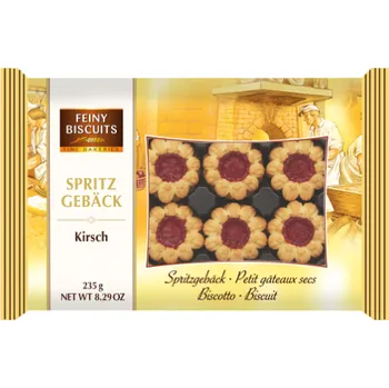 Feiny Biscuits Stříkané máslové sušenky s třešňovou náplní 235 g - originál z Německa