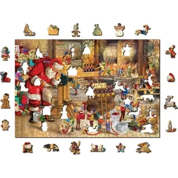 Dětské zboží Wooden City Puzzle Santova dílna 2v1, dřevěné, 505 dílků