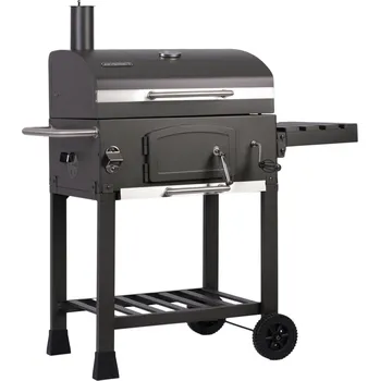 Zahradní gril Berdsen BD-891 Gril na dřevěné uhlí s litinovým roštěm a obalem, černý