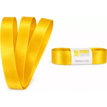 Stuha Stuha saténová sytě žlutá - skládaná 25mm x 3m (6,30Kč/m) (Sytě žlutá saténová stuha, skládaná, oboustranný satén)