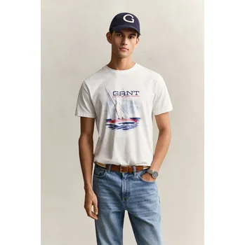 Pánské tričko TRIČKO GANT GRAPHIC SS TSHIRT EGGSHELL