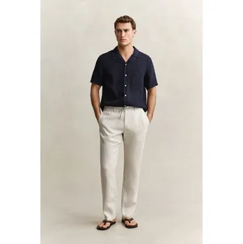 Pánské oblečení KALHOTY GANT REG LINEN DS PANTS SAND