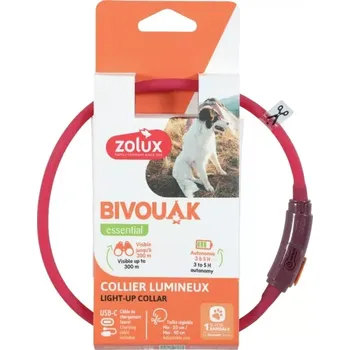 Pro psa Zolux obojek LED malý BIVOUAK 20-40cm USB červená