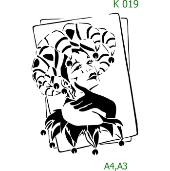 Plastová šablona pro malování - Portréty, postavy - Secesní žena (K019) - A4 , Lepící fólie