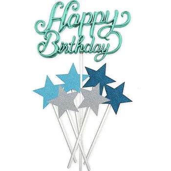 Vánoční dekorace Alvarak Zápich Happy Birthday modrý