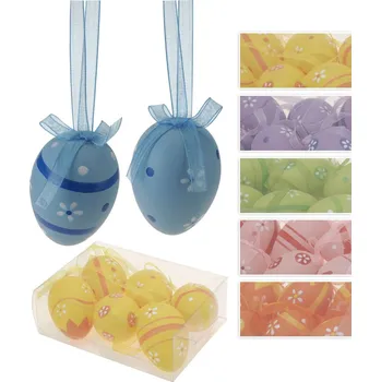 Velikonoční dekorace Vajíčka velikonoční 6 ks 6 cm plast