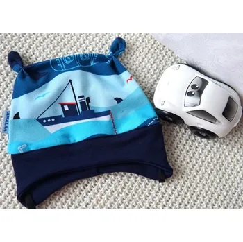 Kojenecká čepice AMÁLKA Elastická čepička jersey, lodičky Velikost: 56-62