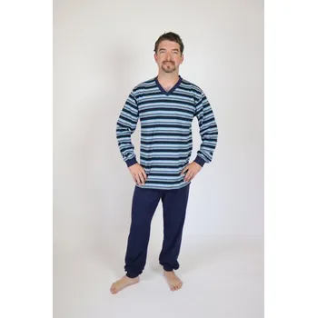 Pánské pyžamo dlouhé Rozárka P20 pruhy modré Barva: Modrá, Velikost: 5XL