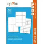 Spoko samolepicí etikety 38 x 21,2 mm, papír/A4, bílé - 6500 ks