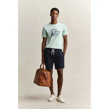 Pánské tričko TRIČKO GANT GRAPHIC SS TSHIRT WASHED TURQUOISE