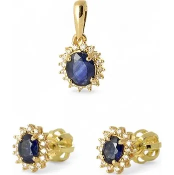 Souprava šperků Zlatá souprava s přírodními safíry a diamanty BSOUP18F+ DÁREK ZDARMA