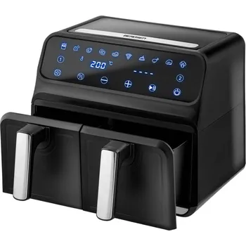 fritéza Berdsen BD-653 Horkovzdušná fritéza XXL 8 l, dvoukomorová, černo‑stříbrná