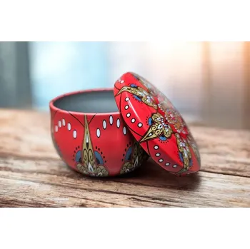 Dóza na potraviny Červená kovová dóza s víčkem