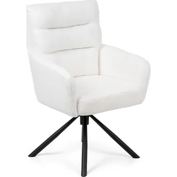 Jídelní židle Otočná jídelní židle UTRELA, bílá látka/kov + vyzvednutí ZDARMA