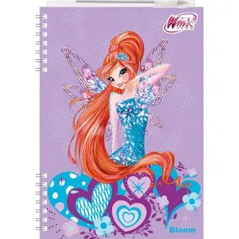 Dětské zboží Winx club - Zápisník A5 s efektem 3D a vazbou Twin Wire + pero