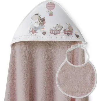 INTERBABY Osuška froté 100x100cm ZVÍŘÁTKA + bryndák - starorůžová