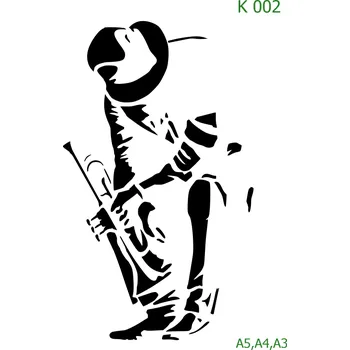 Plastová šablona pro malování - Portréty, postavy - Postava s trumpetou (K002) - A5 , Nelepící folie