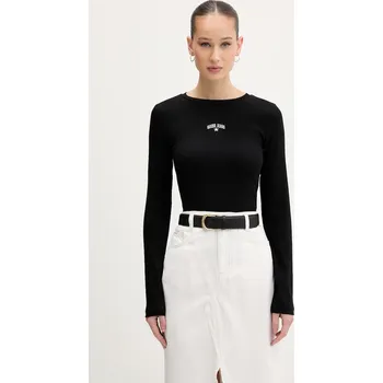 Dámské tričko Guess Jeans tričko s dlouhým rukávem ženské bavlněné W6GPZ4.KA0H1 černá 99X, vel. XL