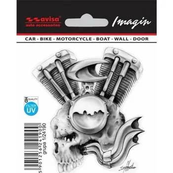 Auto-moto Samolepka na auto motor s lebkou - 80 x 87 mm