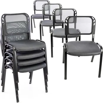 Jednací židle Sada stohovatelných židlí - 8 ks, šedá