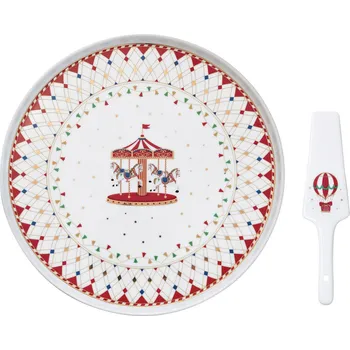 Easy Life, Itálie Easy Life - Dortový talíř s dortovou lžící Christmas Wonderland v dárkové krabičce - 32 cm Barva: jako na obrázku