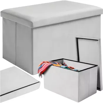 Nábytek Skládací úložný taburet 60 × 30 × 30 cm – šedý samet