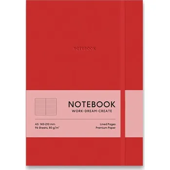 Blok Zápisník Shkolyaryk Genius - tvrdé desky, A5, linkovaný - červený