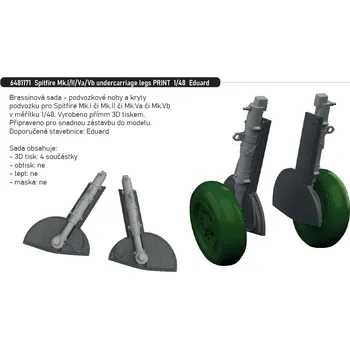 Eduard 1/48 Spitfire Mk.I/II/Va/Vb undercarriage legs PRINT (EDUARD)