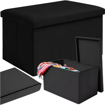 Nábytek Skládací úložný taburet 60 × 30 × 30 cm – černý samet