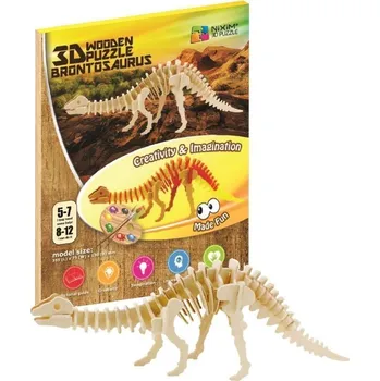 3D puzzle NiXiM Dřevěné 3D puzzle - Brontosaurus