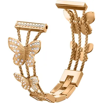 Ostatní příslušenství k chytrým hodinkám Madvell Elegantní kovový řemínek Motýl se zirkony zlatorůžová 22mm