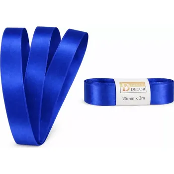 Stuha Stuha saténová tmavě modrá Dark Blue - skládaná 25mm x 3m (6,30Kč/m) (Tmavě modrá saténová stuha, skládaná, oboustranný satén)