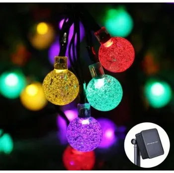 Vánoční dekorace DZL Solární světelný řetěz 40 LED Koule, různé barvy Barva: Teplá bílá