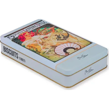 Dóza na potraviny Plechová dóza Alfons Mucha - Biscuits 24×14×4 cm