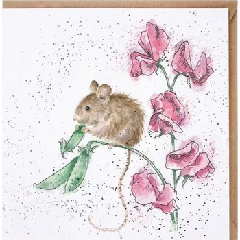 Přání 15 x 15 cm "The Pea Thief" Wrendale Designs - myška