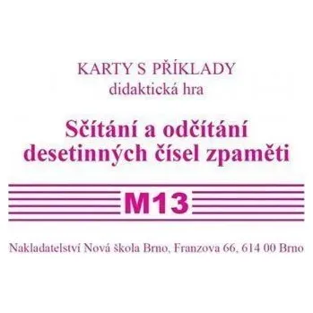 Sada kartiček M13 - Sčítání a odčítání desetinných čísel zpaměti