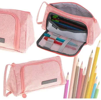 Dětský batoh KIK Školní penál/pouzdro dvojité 2v1 růžové