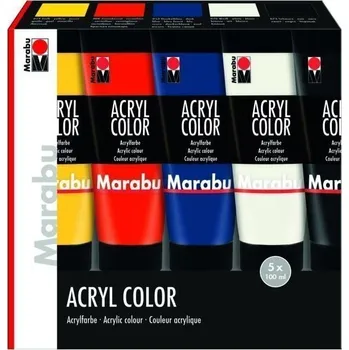 Marabu Sada akrylových barev - základní odstíny 5 x 100ml