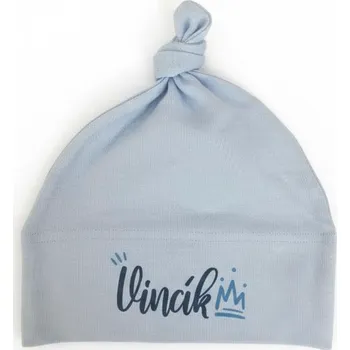 Kojenecká čepice Čepička s uzlíkem a potiskem jména Vincík