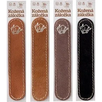 Záložka Býk - kožená záložka do knihy Barva kůže: Černá semiš (D38), Barva ražby: Zlatá