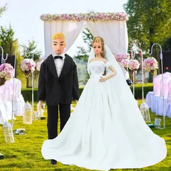 Svatební oblečení pro panenku Barbie a Kena