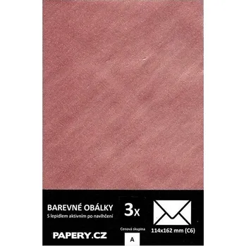 Kancelář barevná obálka 114x162 mm METALICKÁ MĚDÉNÁ, 3 kusy, 100 gm2, olizová HBLR 106