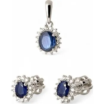 Souprava šperků Souprava z bílého zlata s přírodními safíry a diamanty BSOUP19F+ DÁREK ZDARMA