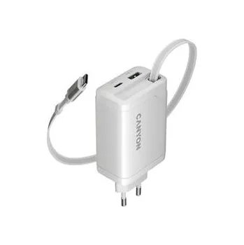 Canyon charger OnCharge 65RC Build-In Cable USB-C 65W 1xPD 1xQC EU White CNS-CURC65ACW